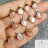 Peach Moonstone Pendant Connector, Single Bail Connector, link Pendent, Necklace making Connector, Silver/Gold Plated Pendent, Gift for her